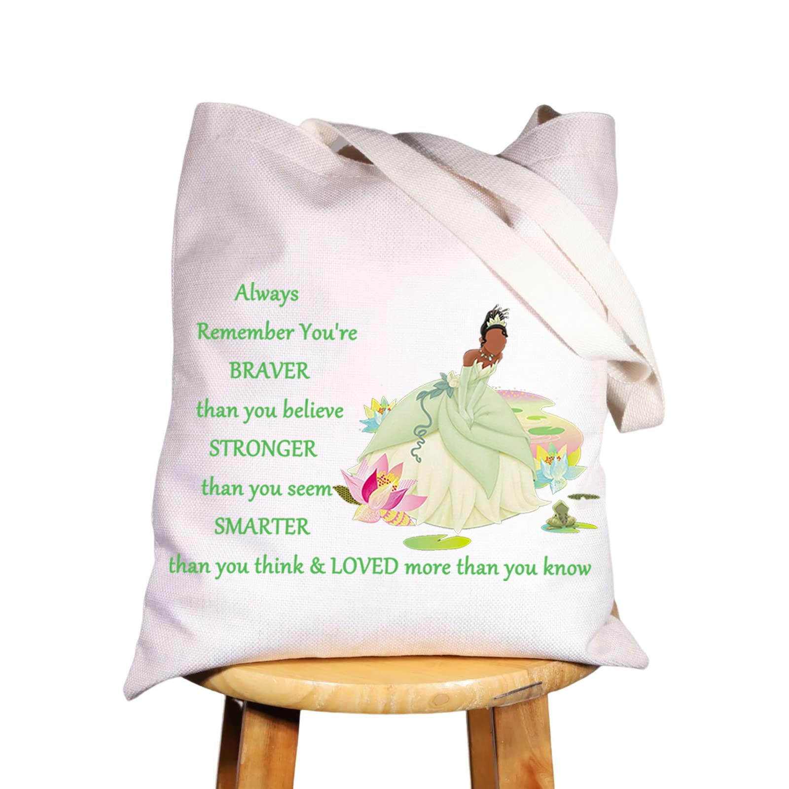 WZMPAFrog Princess Cosmetic Makeup Bag Princess Fans Gift You Are Braver Stronger Smarter Than You Think Princess Makeup Zipper Pouch Bag For Women Girls, Always Tiana Tote, Fit