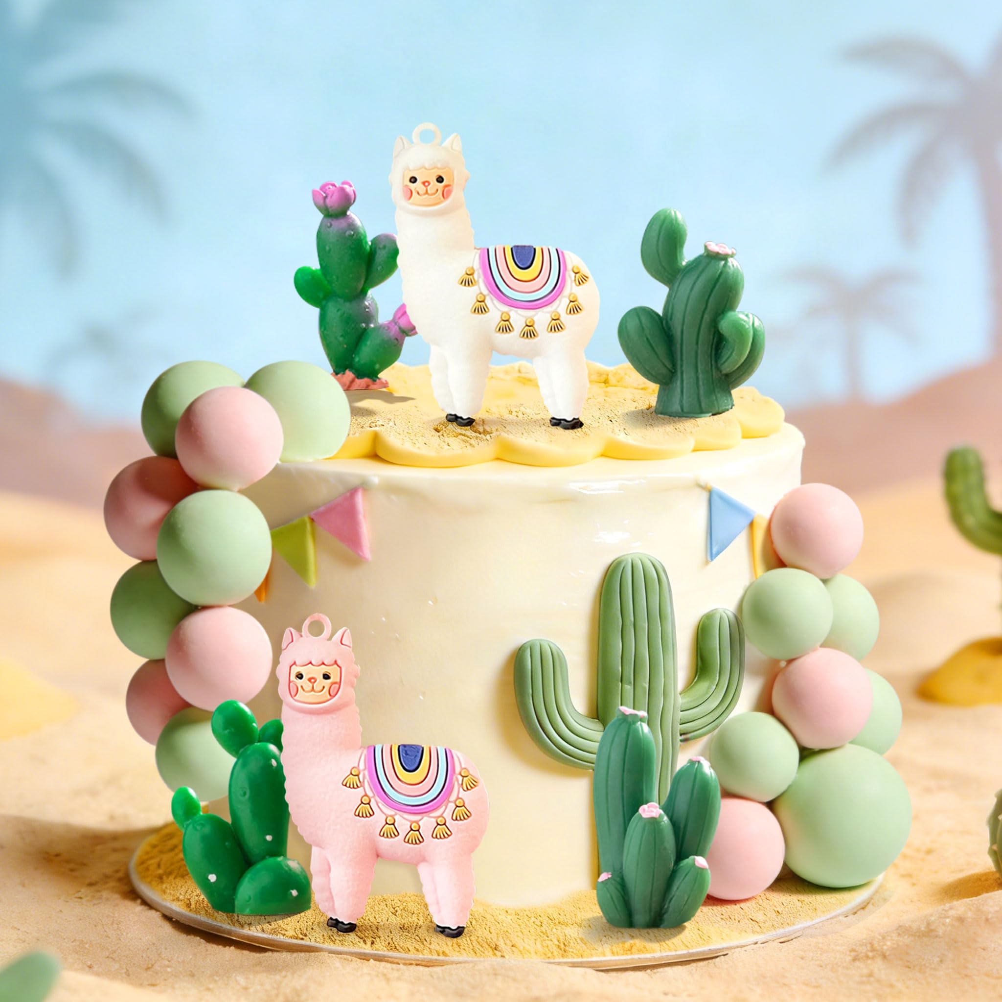 Llama Cactus Alpaca Cactus Cake Topper Decorations for Mexican Fiesta Birthday Baby Shower Cinco De Mayo Party Supplies - Image 5