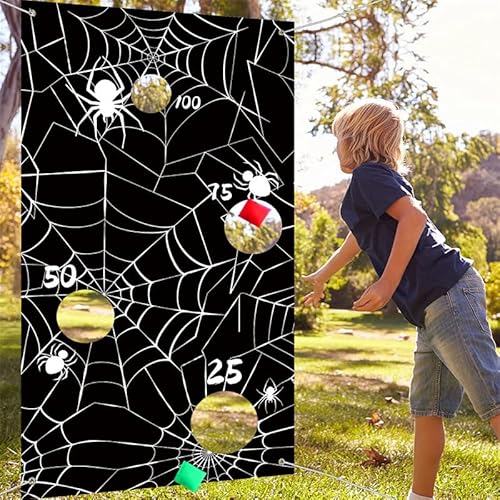 Halloween Toss Game Kinder und Erwachsene Halloween Spiele - 30 x 54 Zoll Spinne Netz Bean Bag Wurfspiel mit 3 Bean Bags Halloween Toss Game Kinder und Erwachsene Halloween Spiele - 30 x 54 Zoll Spinne Netz Bean Bag Wurfspiel mit 3 Bean Bags