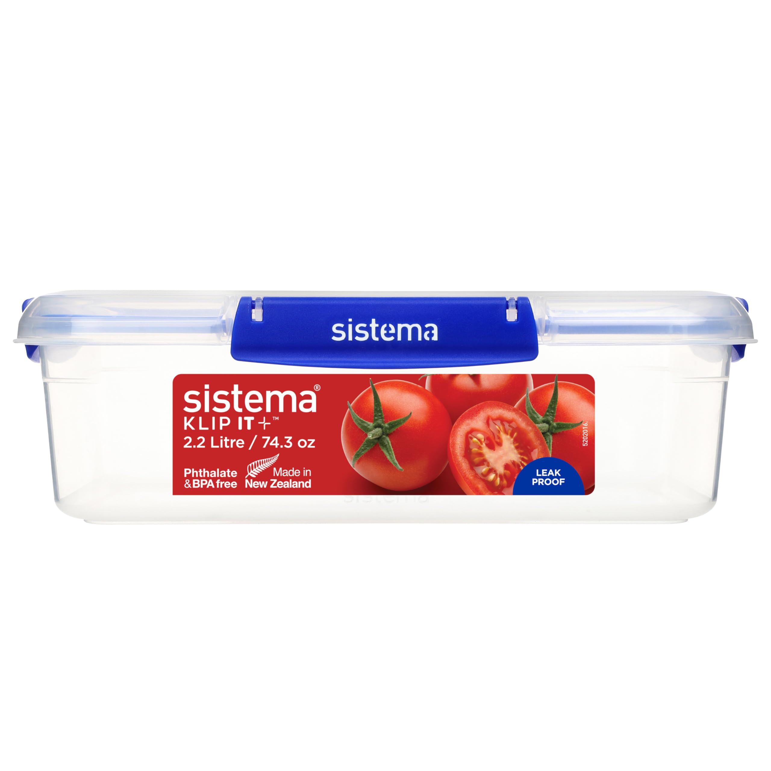 Sistema KLIP IT PLUS Food Storage Container | 2.2 Litre Leak-ProofStackable & Airtight Fridge/Freezer Food Boxes | BPA-Free Plastic | 1 Count