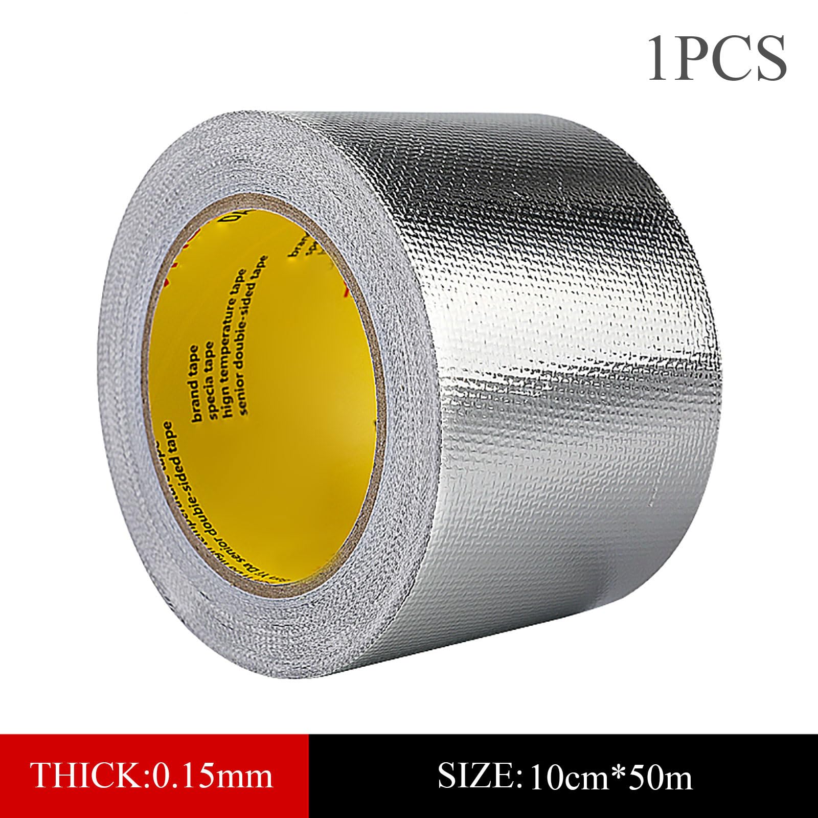 Taśma z folii aluminiowej 0,14 mm x 50 m (1 rolka) | Wodoodporna i odporna na wysoką temperaturę taśma klejąca(10cmx50mx0.15mm)
