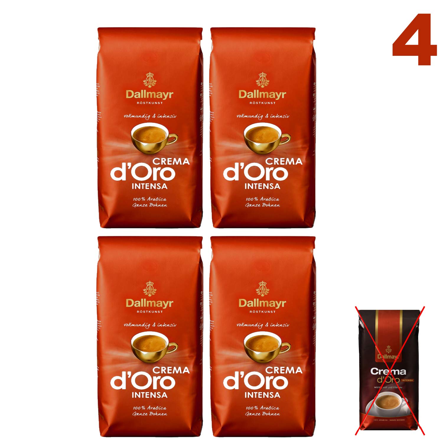 Dallmayr Crema d'Oro INTENSA Ganze Bohnen, 4x 1000g (4000g