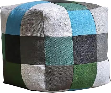 HM&DX Square Cube Sofa Stool Ottoman,Modern Color Fabric Pouf Tufted Foot Rest,Decorative Coffee Table for Living Room Bedroom Home Decor,C