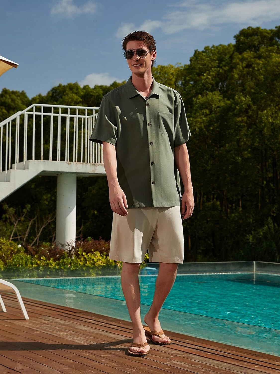 Men's Silk Button Down Shirts Short Sleeve Casual Tropical Holiday Hawaiian Shirts - Image 5