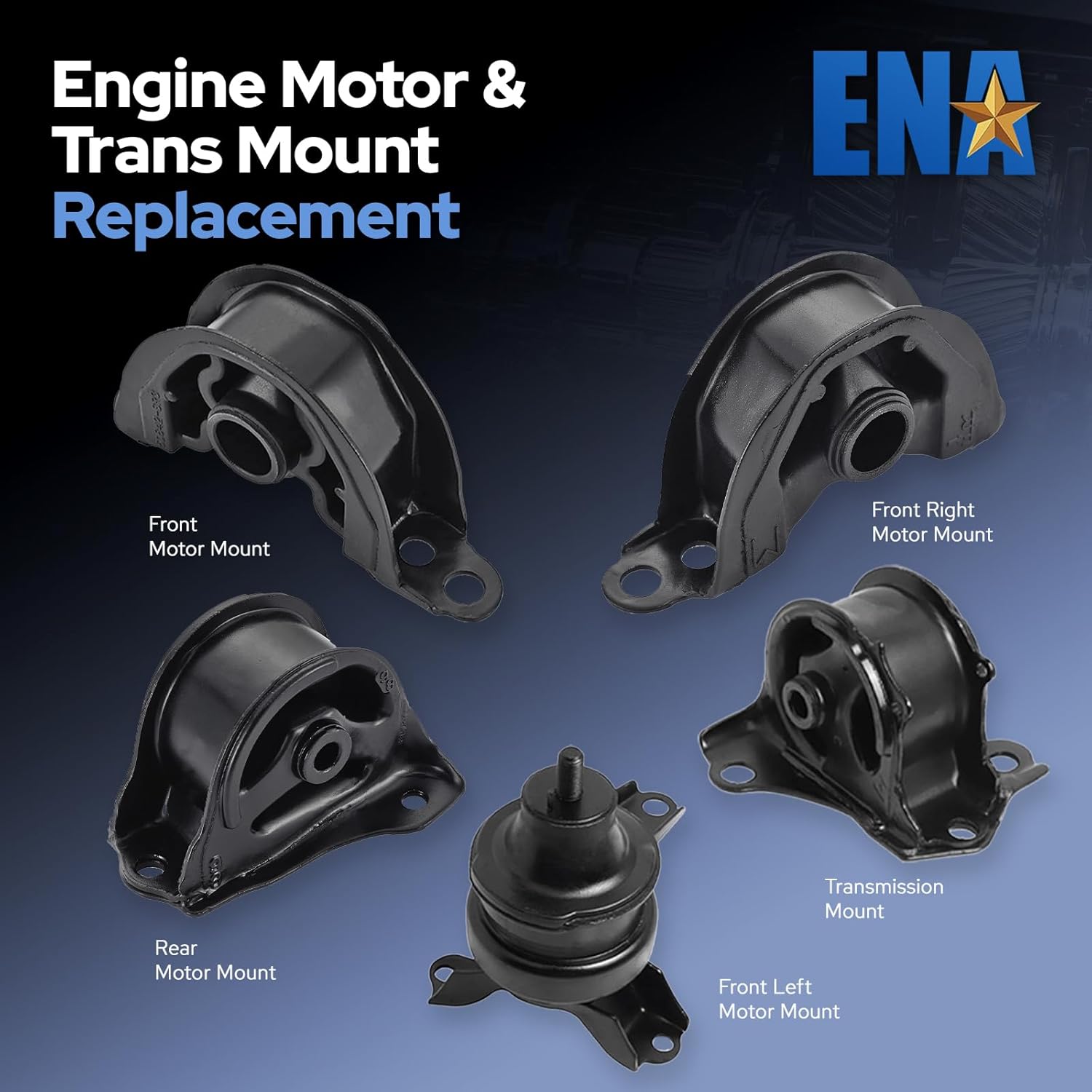 ENA Engine Motor and Trans Mount Set of 5 Compatible with Honda 1997 1998 1999 2000 2001 CRV CR-V 2.0L with Automatic Transmission Replacement for A6502 A6506 A6520 A6526 A6585