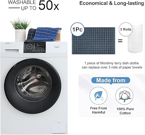 Miniatura 5 de Mordimy Toallas de cocina de tela de toalla de 100% algodón, súper suaves y absorbentes, para secar, toallas de mano diseñadas a cuadros para