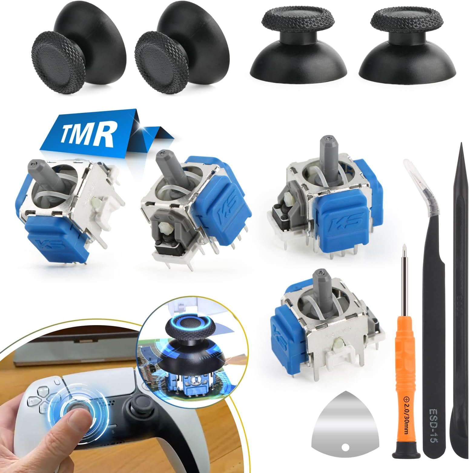 4Pack Joysticks for PS5 TMR Electromagnetic Joystick Replacement for Sony PlayStation 5 PS5 Controller Anti-Drift Sticks with Thumbstick Accessories Parts with Repair Tools
