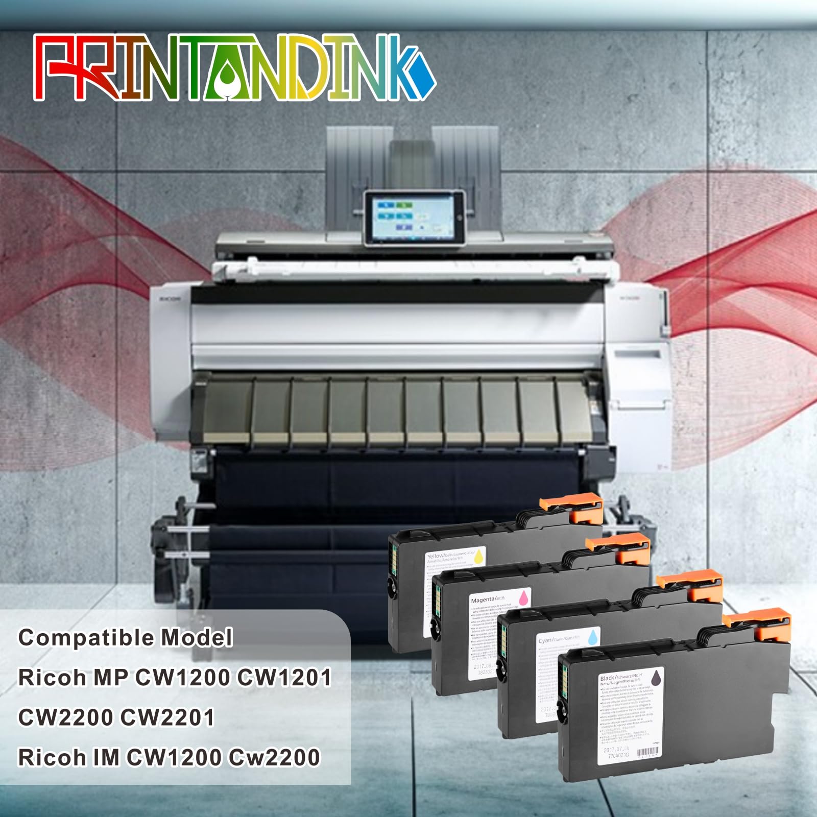 Cartucce d'inchiostro compatibili OEM MP CW2200 (confezione da 4) | Ricambio ad alta resa per Ricoh MP CW1200/2000/2200, Lanier & Savin CW2200/CW2201sp | Affidabilità di livello