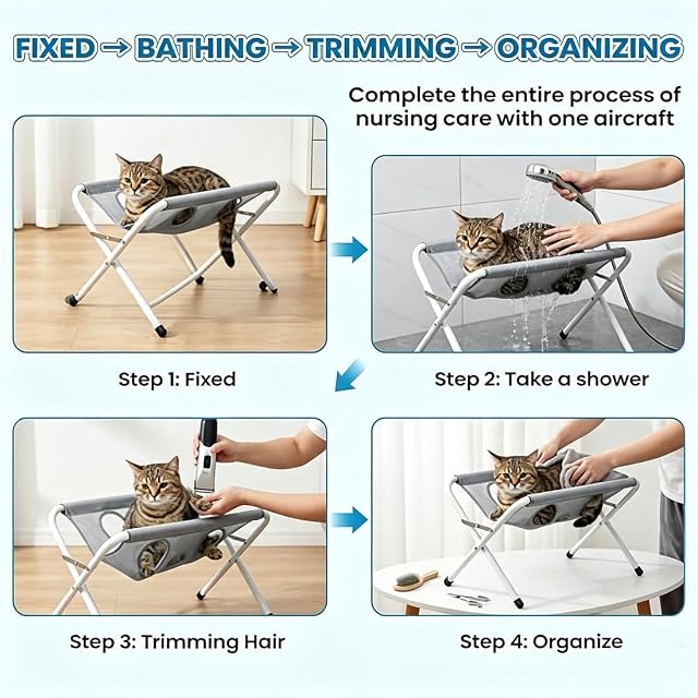 Foto 5 de 7 de 2-in-1 Foldable Pet Grooming Bed for Small Large Dogs Cats Pet Salon (D)