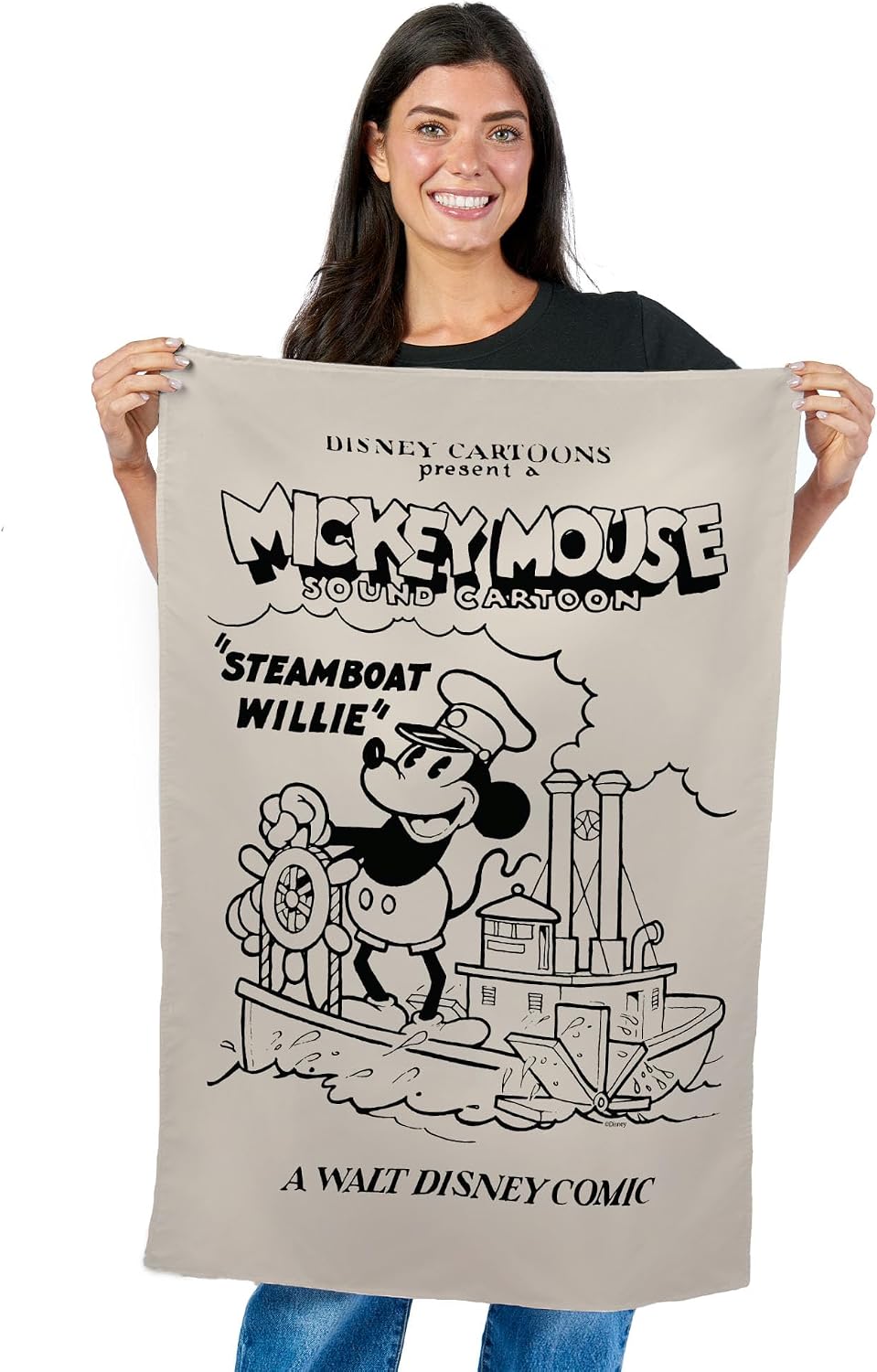 Northwest Disney Mickey Mouse Steamboat Willie Tapestry Wall Hanging 24 × 36 Inches Soft Decorative Tapestry for Bedroom Living Room or Home Décor