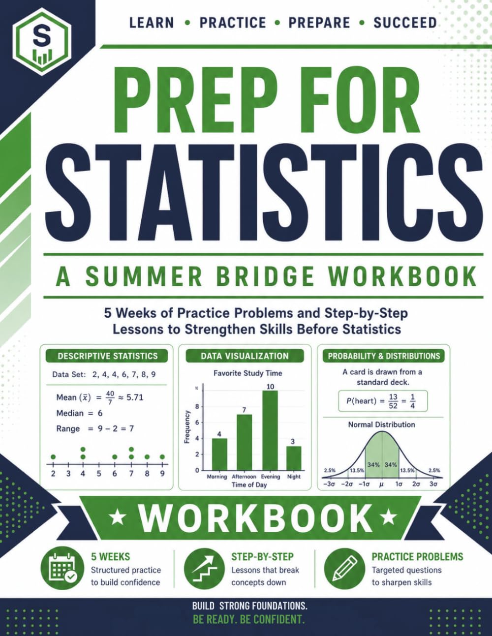 Prep For Statistics | A Summer Bridge Workbook: 5 Weeks of Practice Problems and Step-by-Step Lessons to Strengthen Skills before Statistics (Prep Math Workbook by Sam)