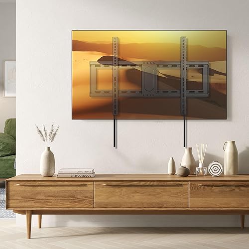 Miniatura 7 de Soporte de pared inclinable para la mayoría de televisores planoscurvos de 37 a 82 pulgadas, soporte universal de perfil bajo, se adapta a pernos de