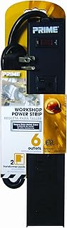 Prime Wire & Cable PB801123 6-Outlet 4+2 Metal Strip with 3-Feet Cord, Black