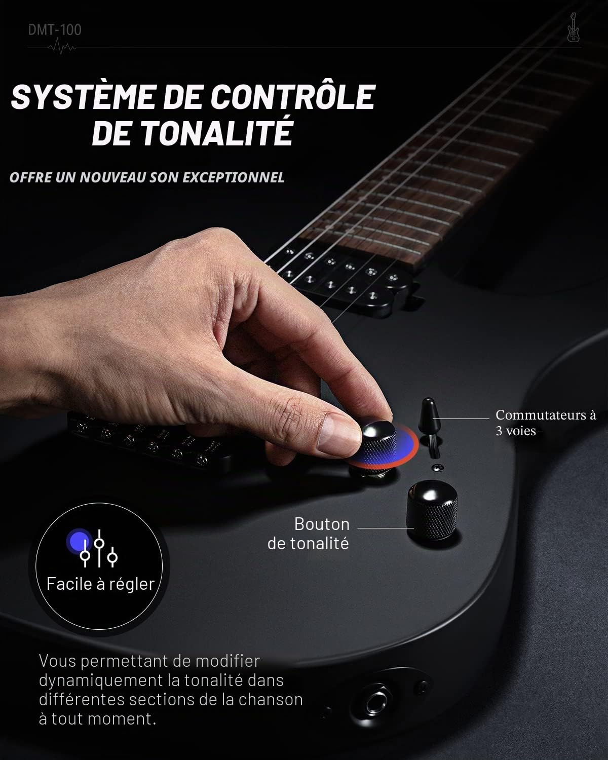 Donner Corps solide guitare électrique, DMT - 100 39 métal guitare électrique kit avec micros H - H, sac, cordes, sangles, câbles, amortisseur de cordes pour les amateurs de Rock (Noir mat)
