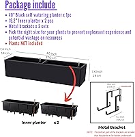 Vista 2 de LaLaGreen - Maceta de riel para balcón al aire libre (40 pulgadas, 1 unidad) macetas grandes con sistema de riego automático con soportes, cajas