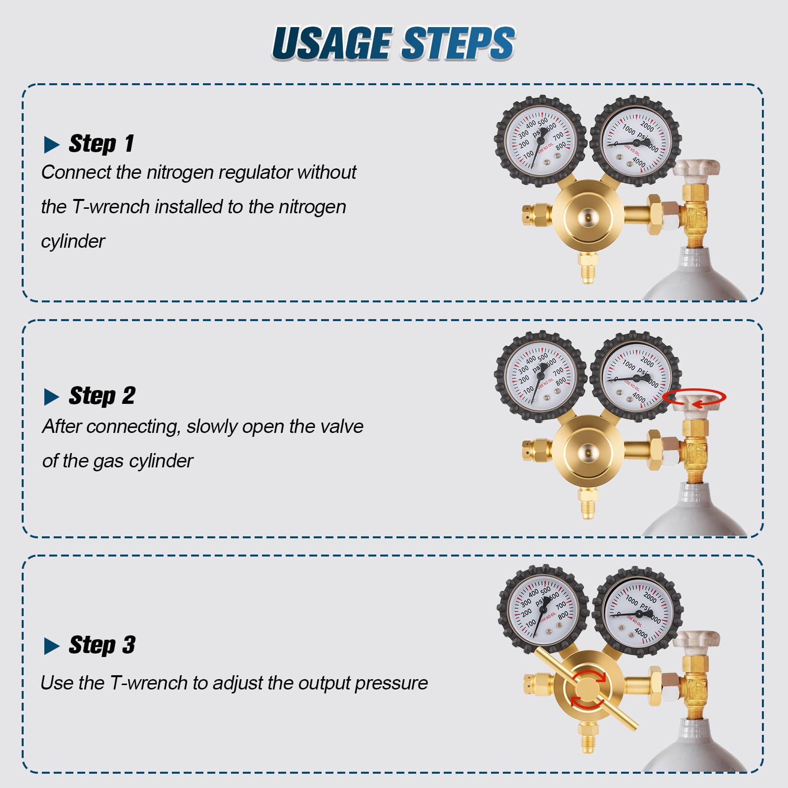 Beaiguna Nitrogen Regulator - 0-800 PSI -6