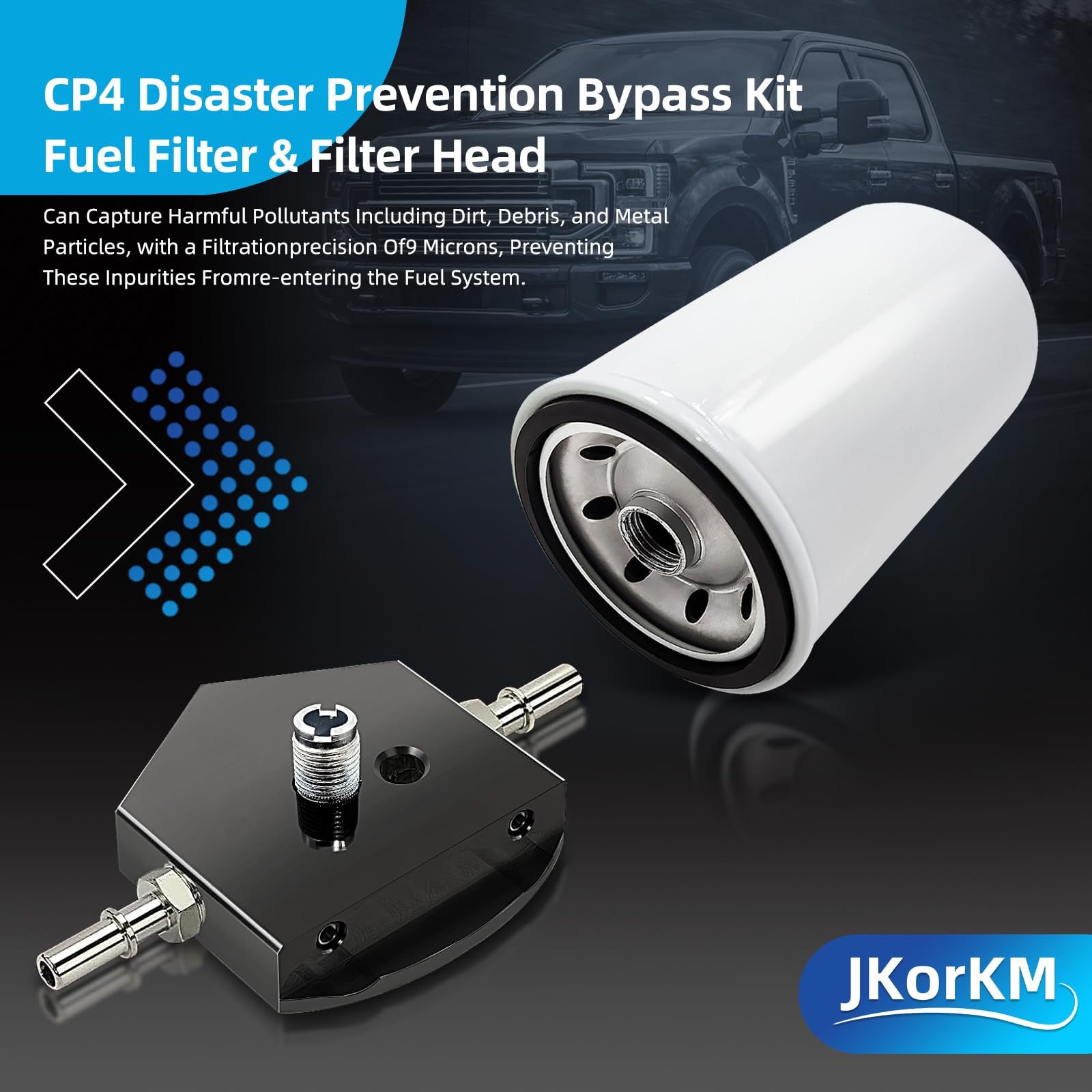 JkorkM Fuel Filter and Filter Head with filtration diagram