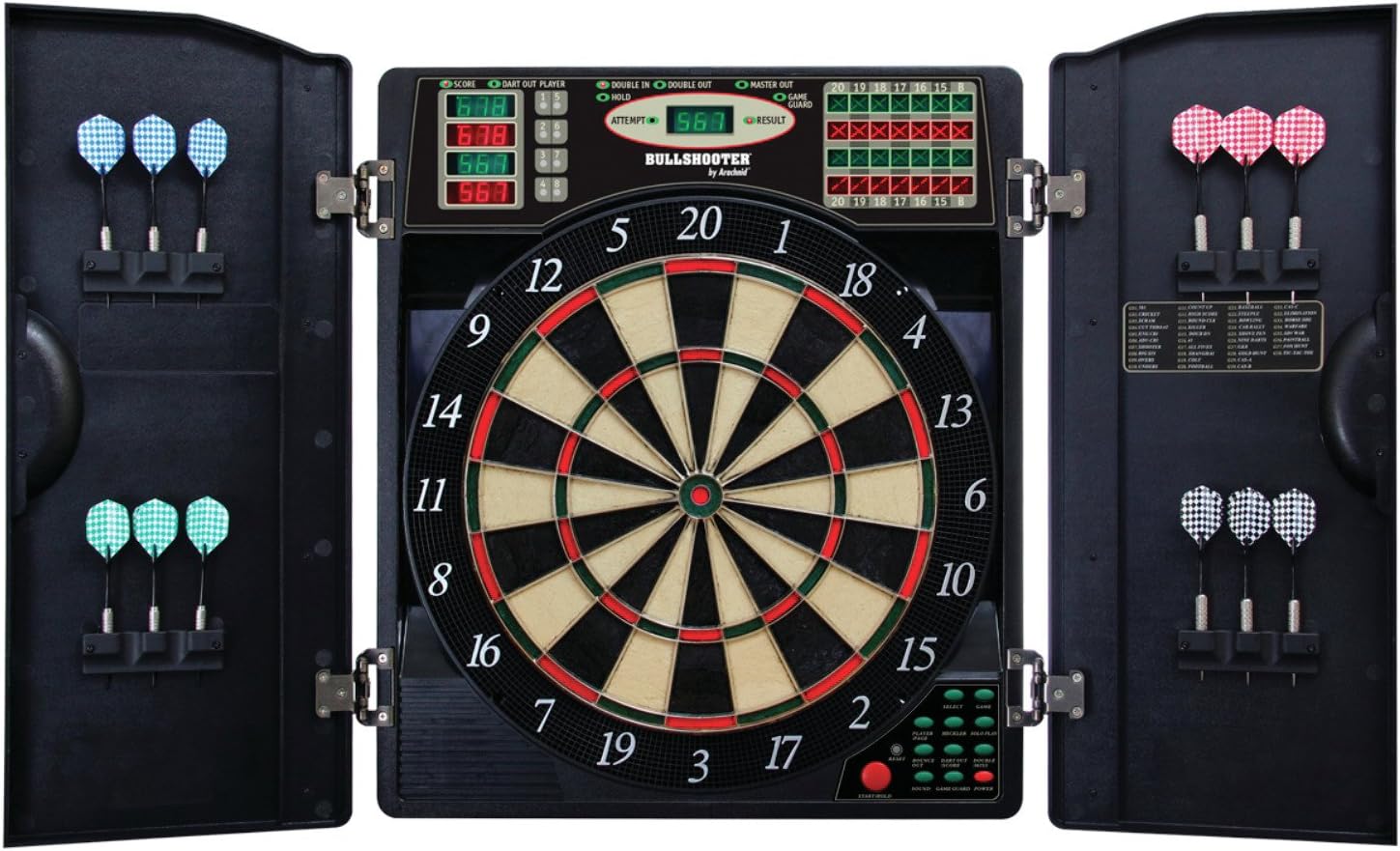 Bullshooter by Arachnid E-Bristle 1000 LED Electronic Dartboard Cabinet Set