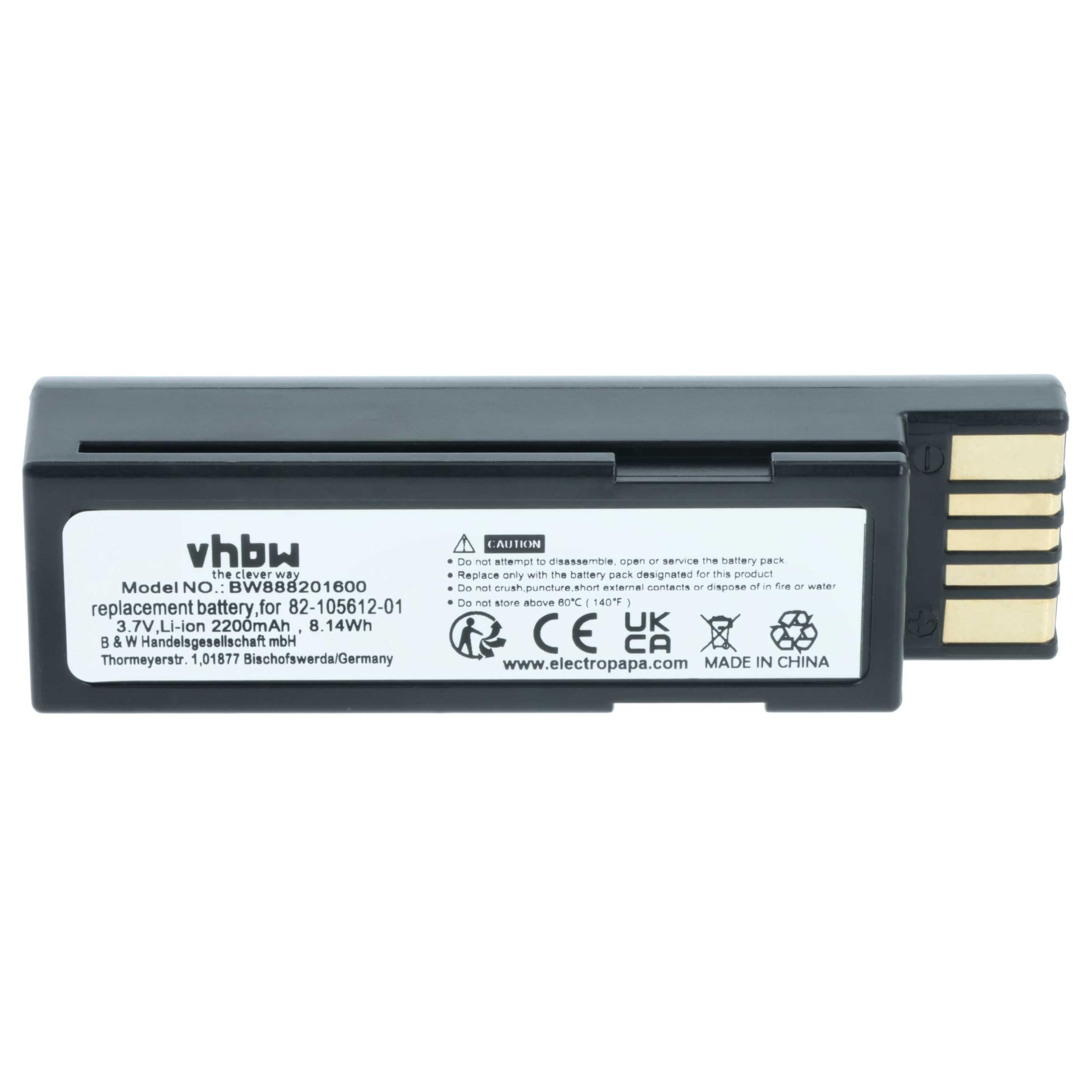 vhbw batteria sostituisce Zebra 82-166537-01, BTRY-36IAB0E-00 per lettore di codici a barre, POS (2200mAh, 3,7V, Li-Ion)