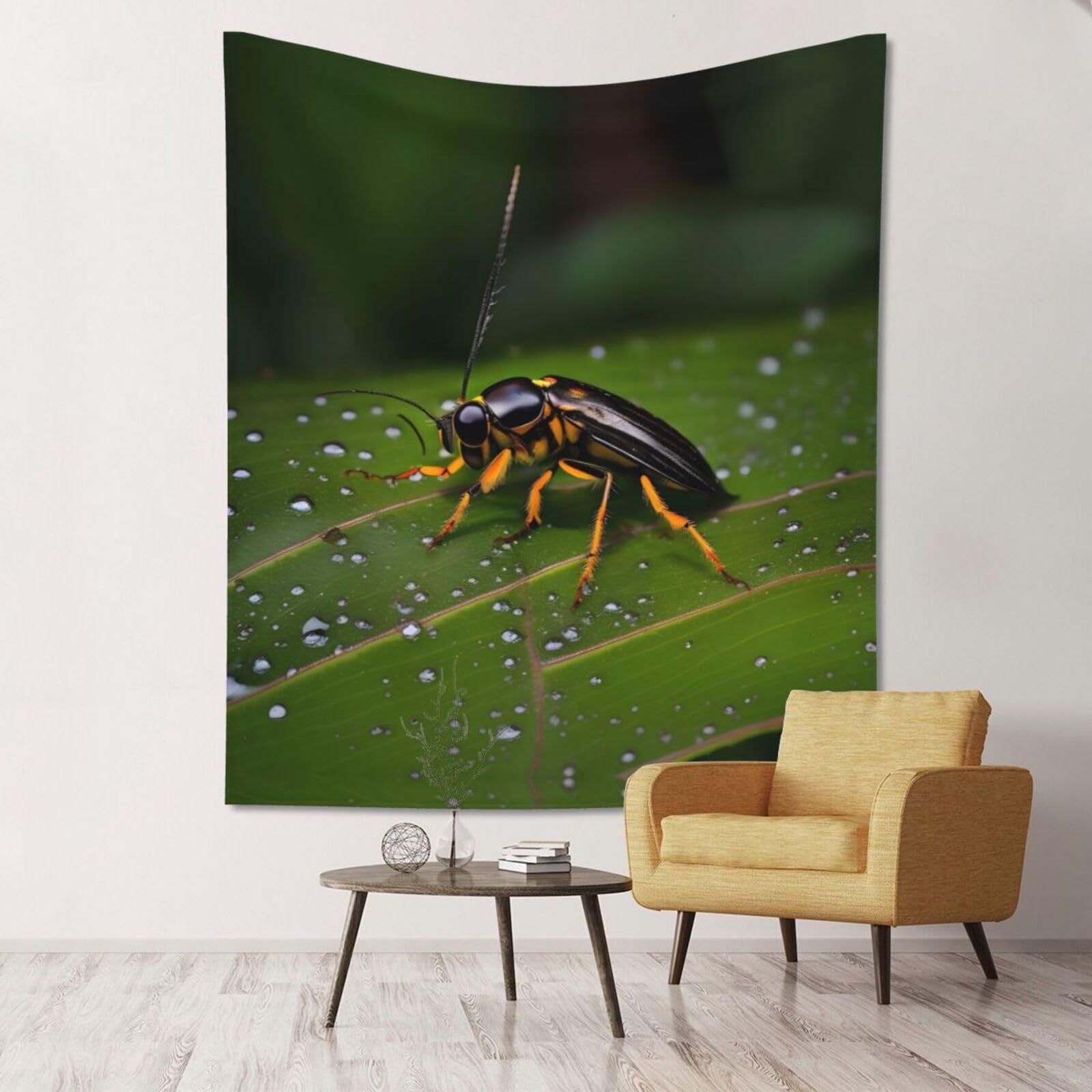 ZZYYDS Floral Wall Decor Tapestry Insects on leaves for Living Room Dormitory Home Decor Party Background, 60x51 Inch (Vertical)