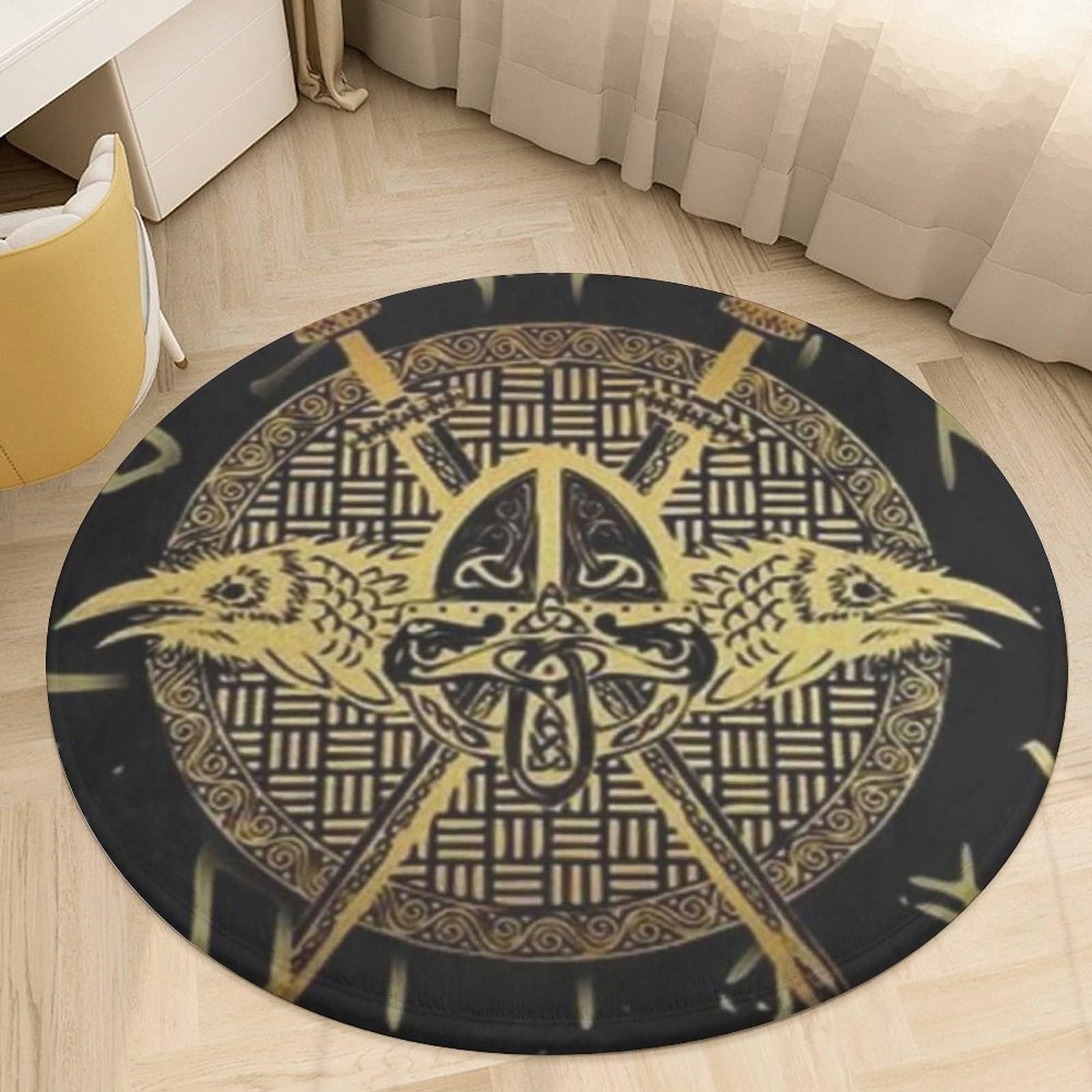 Tapis de protection plancher en bois rond style 53 pour chaise et salon
