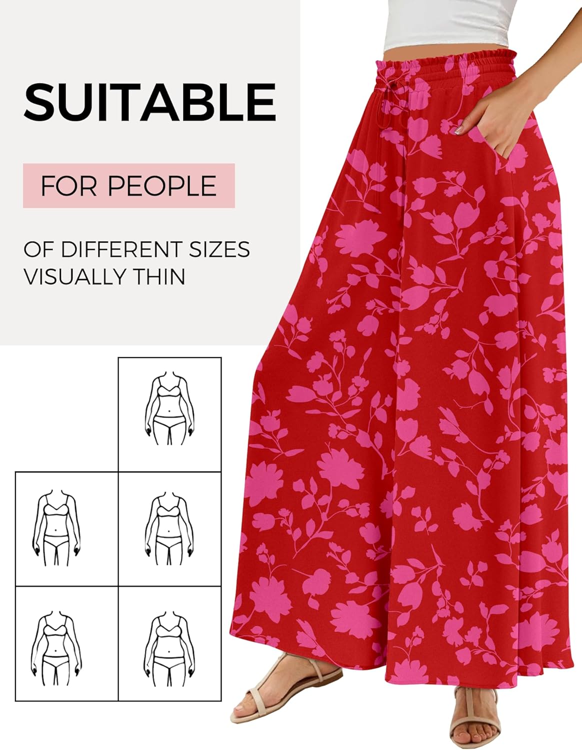 Buauty Women's Wide Leg Pants High Waist Palazzo Pants Boho Flowy Dress Pants 2026 Summer Trendy Casual Lounge Beach Trousers - Image 3