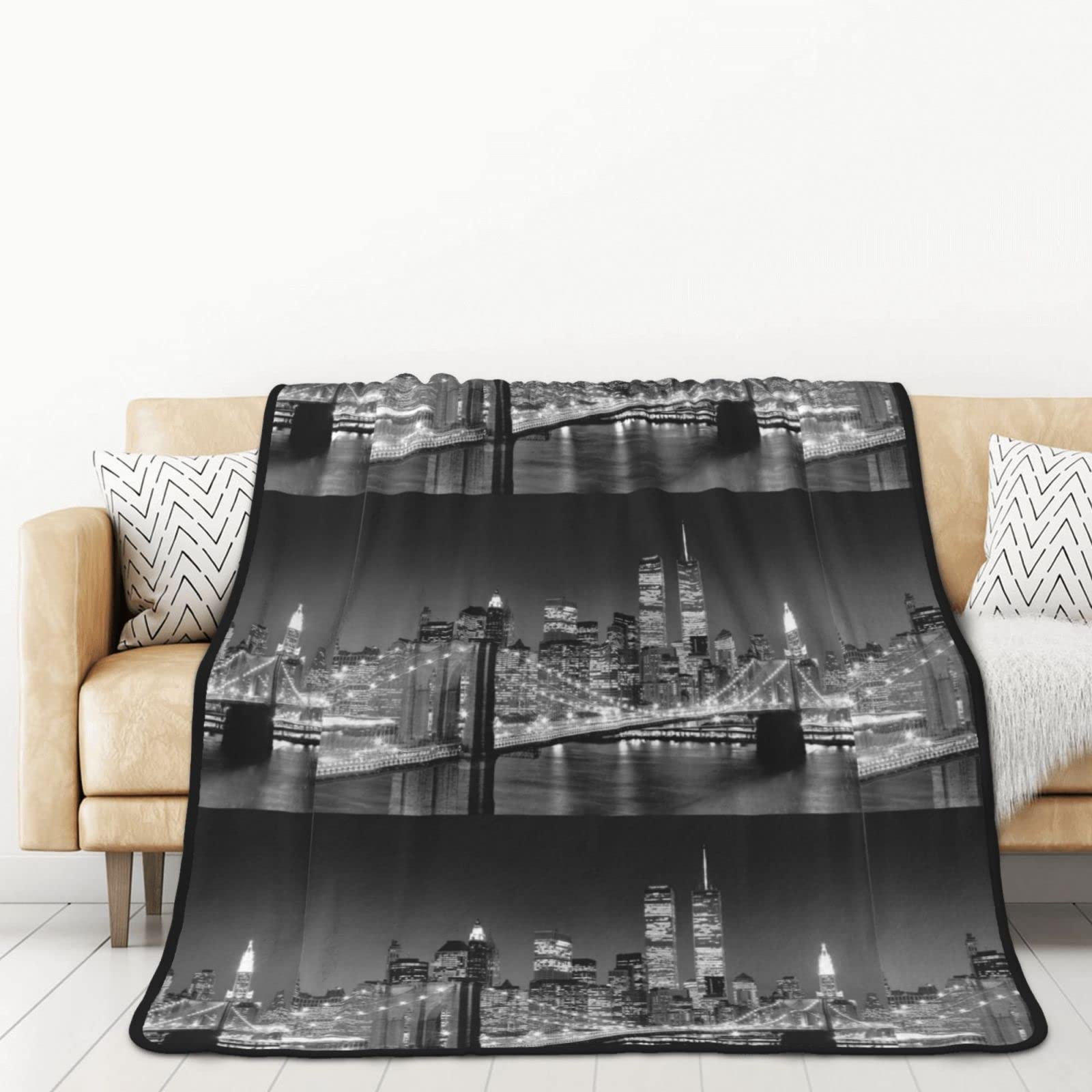 Couverture polaire en flanelle New York grand plaid lit et canapé jeté double face doux