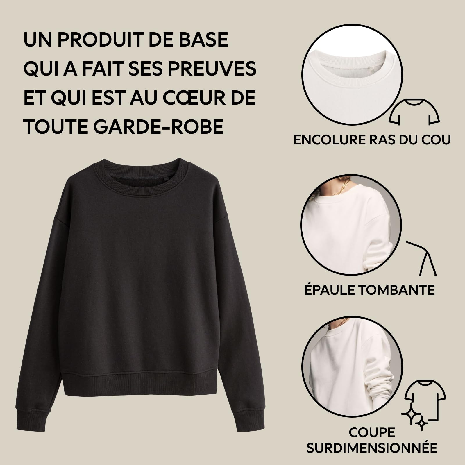 THE SET - Sweat Femme à Col Rond - Noir et Blanc (Lot de 2)