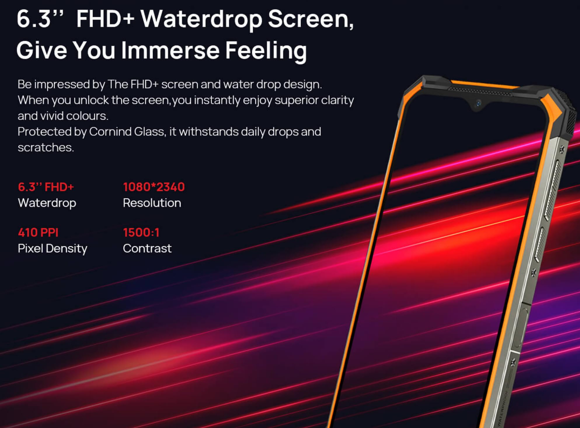 Smartphone Robusto S8P 10000 mAh Batteria, Octa-core 6GB+128GB Android 10, Fotocamera Quadruple 21 MP, 6,3 "FHD + Corning Gorilla Glass, Ricarica Wireless, Rugged Telefono IP68 NFC Nero