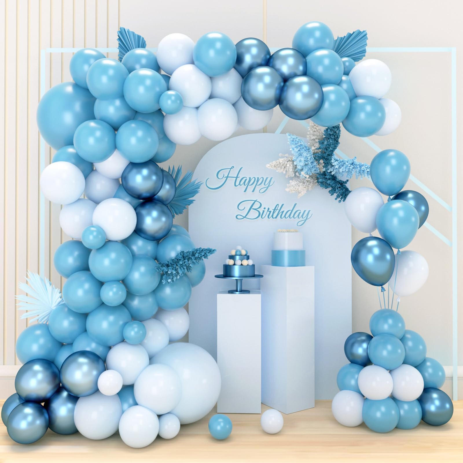 Kit Arco Palloncini Blu, 84 Pezzi Kit Palloncini Compleanno Azzurri con Palloncini Blu Palloncini Metallizzati Blu per Decorazioni Compleanno Comunione Matrimonio Battesimo Bimbo, Baby Shower, Laurea