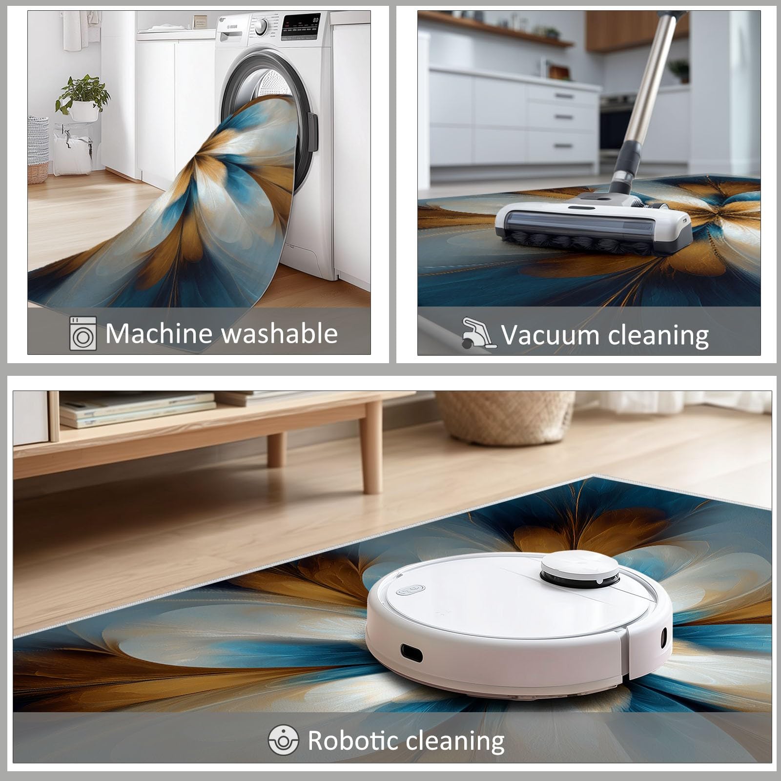 Generico Tappeto Salotto 80 x 150cm Morbido Tappeto Scendiletto Camera da Letto Fiori Fantasia Tappeti Lavabili per Salotto Cameretta Bambino Ufficio Ingresso