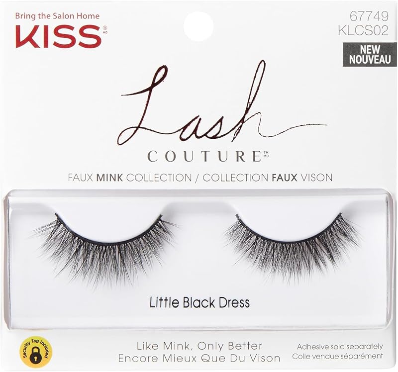 Cílios Postiços KISS Lash Couture Faux Mink Little Black Dress, Pacote com 5
