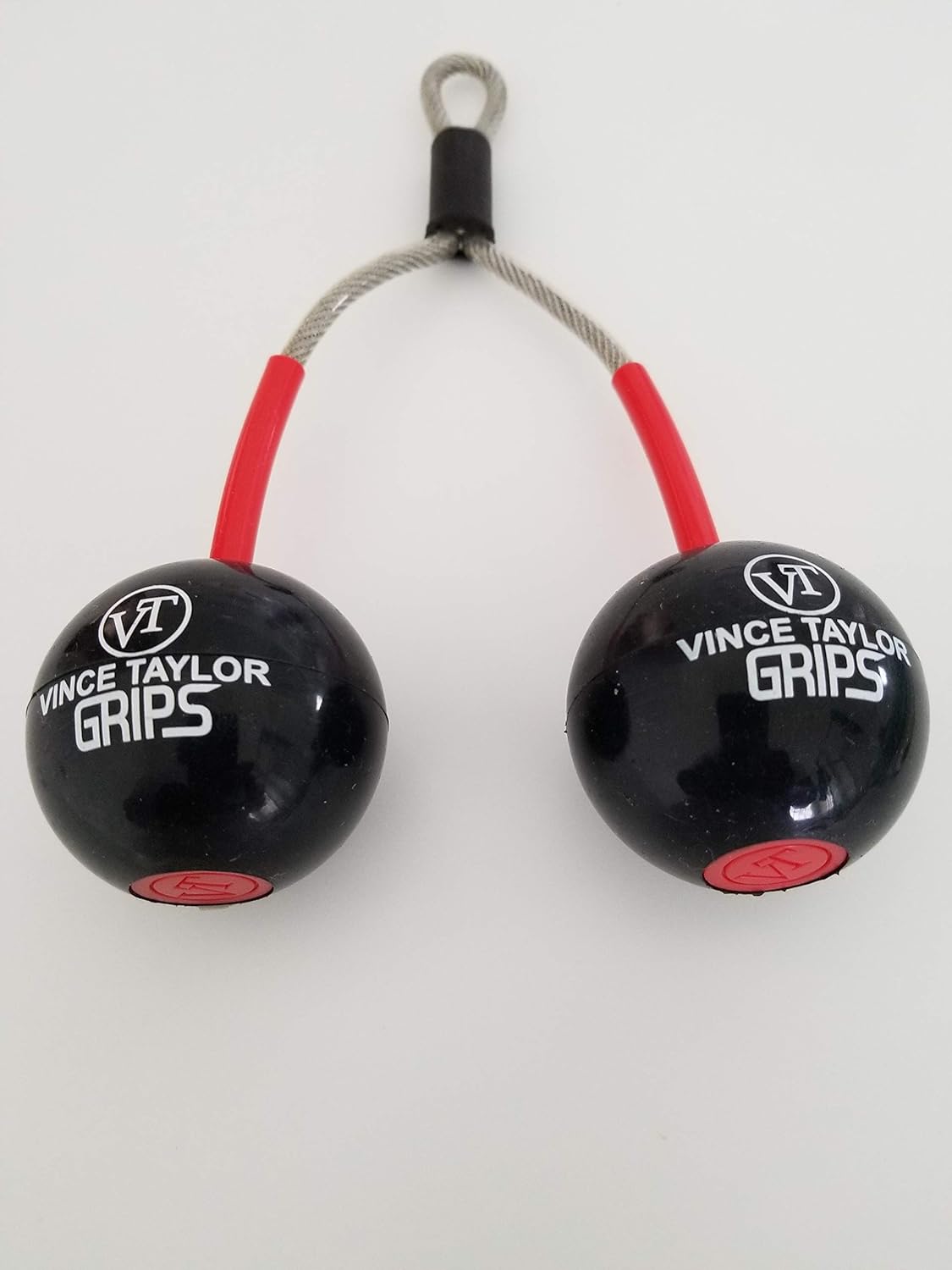 Exercise Handles, Ball Hand Grip, Cable Resistance Handle, (Red Double, Large)