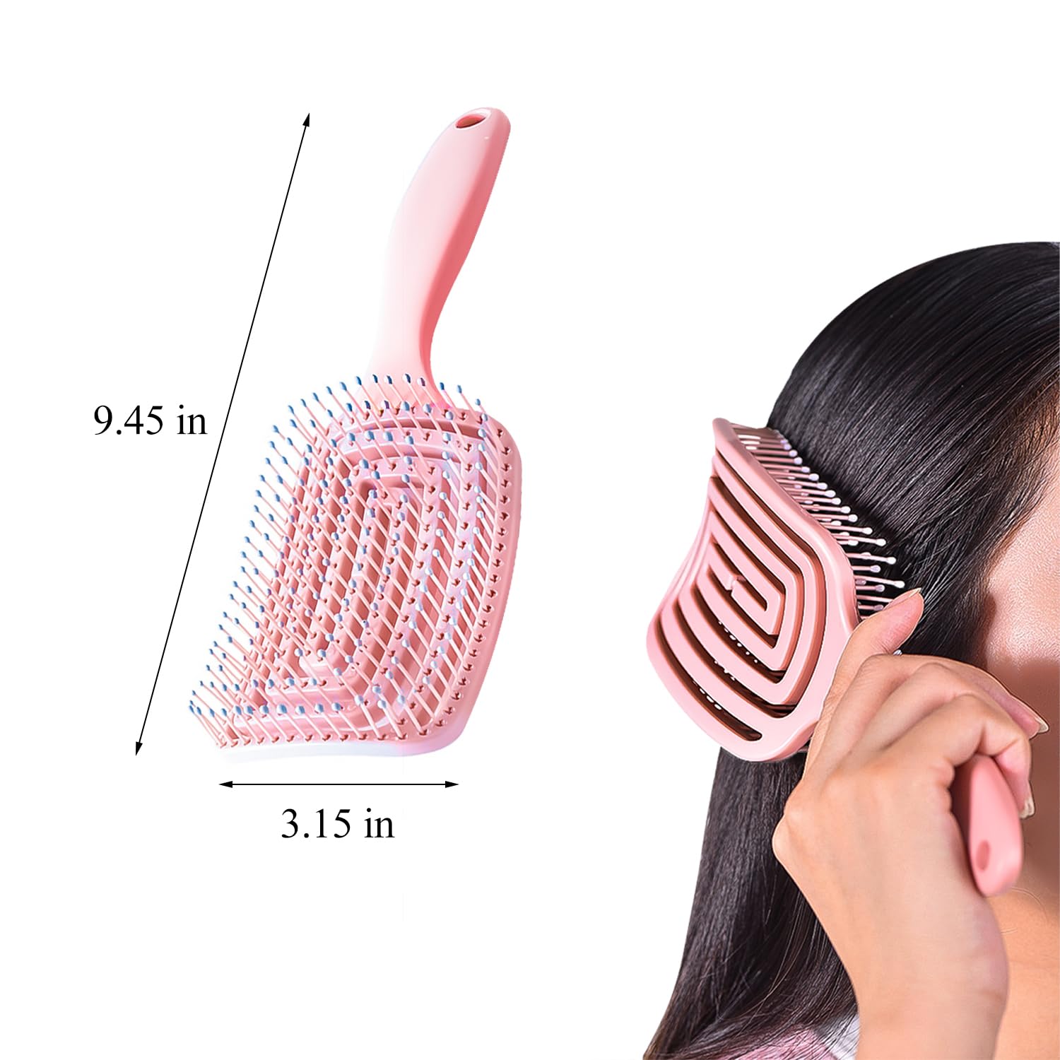 Detangling Hair Brush for Women & Men, Detangle Hairbrush with Soft Pin Bristles for Curly Straight, Long Hair - Image 2