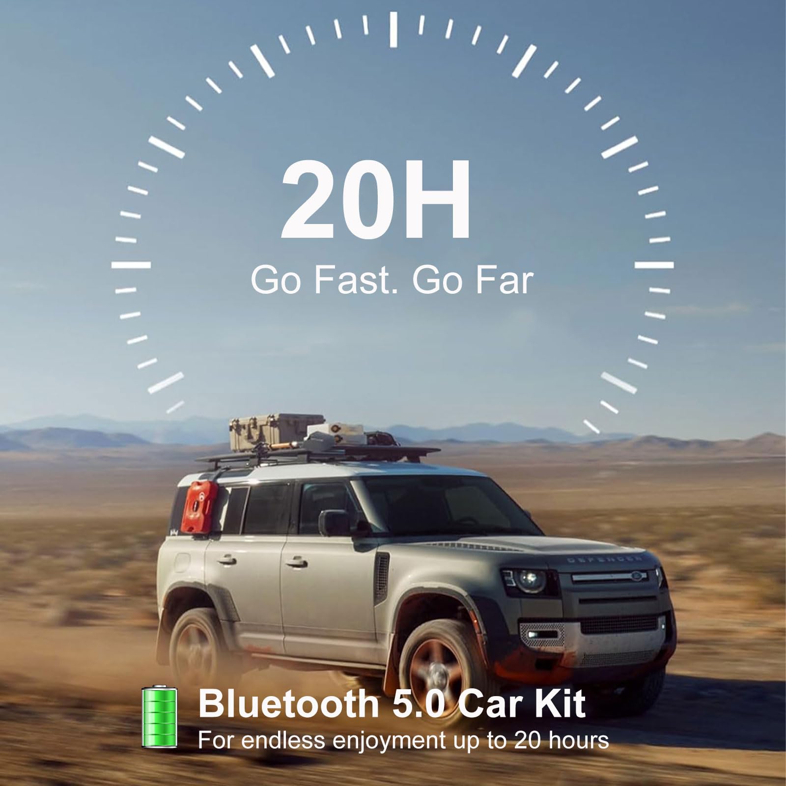 Manos Libres para Coche Bluetooth 5.0, Mini Manos Libres Inalámbrico con Siri y Google Assistant, Conexión de 2 Teléfonos Simultáneamente, Compatible con iPhone y Andriod para Llamadas y Musica