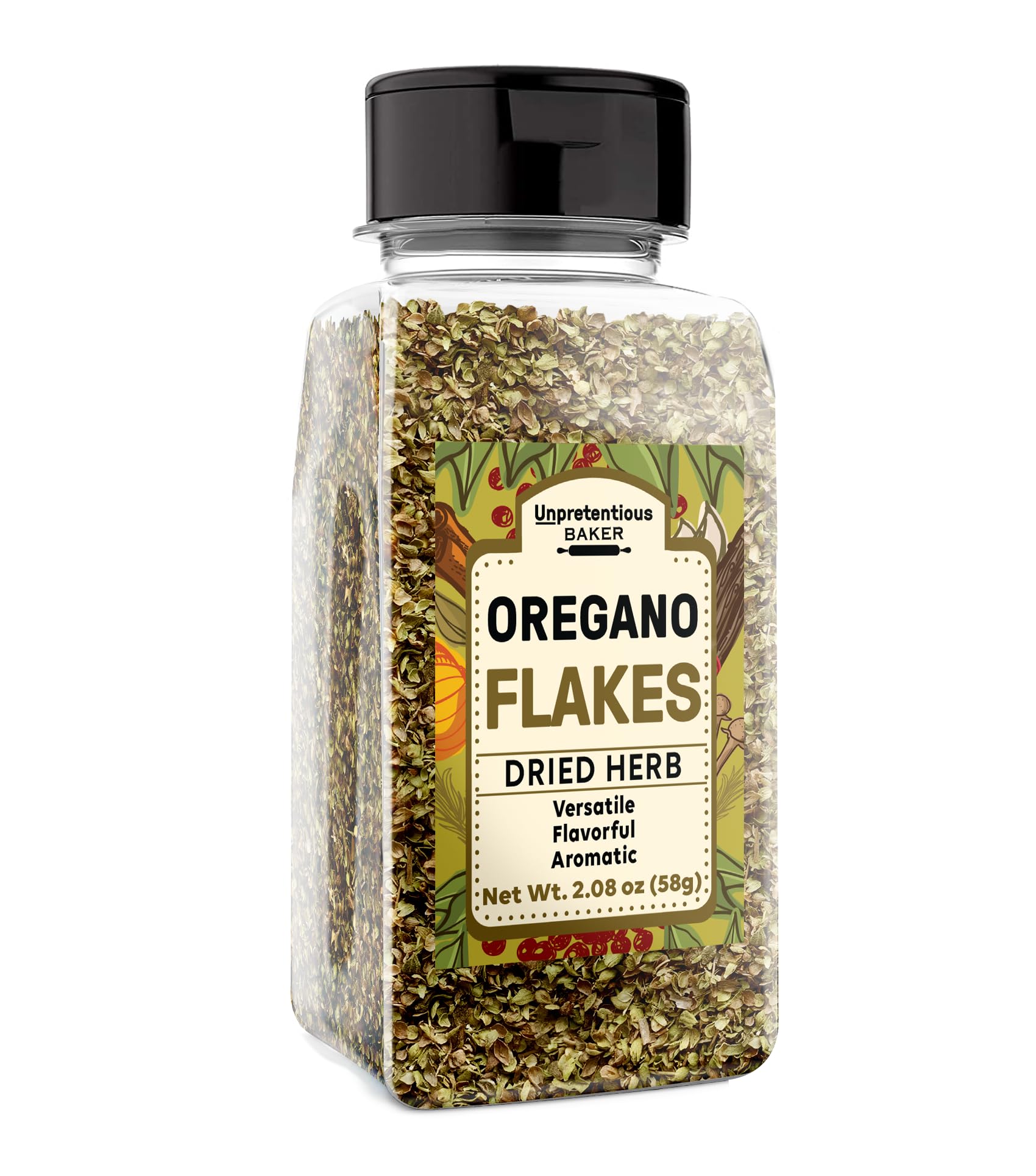 Unpretentious Oregano Leaf Flakes, Rich Flavor, Versatile Ingredient, Convenient Shaker Bottle (2.08 Ounce)