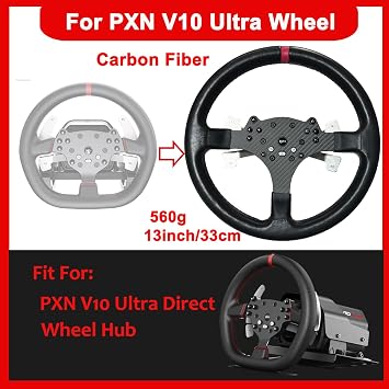 Replace 13 inch lightweight Leather Racing Wheel Carbon Fibre Panel For PXN V10 Pro Force Feedback Steering Wheel (For PXN V10 With Full Leather)