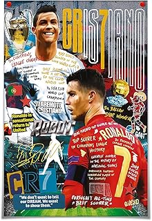 Soccer Superstar Cristiano Ronaldo Poster Wall Art,（1） Motivational Football Star Canvas Wall Art, Cristiano Ronaldo Football Career Commemorative Poster for Office Home Decor (Unframed,12x16 in)
