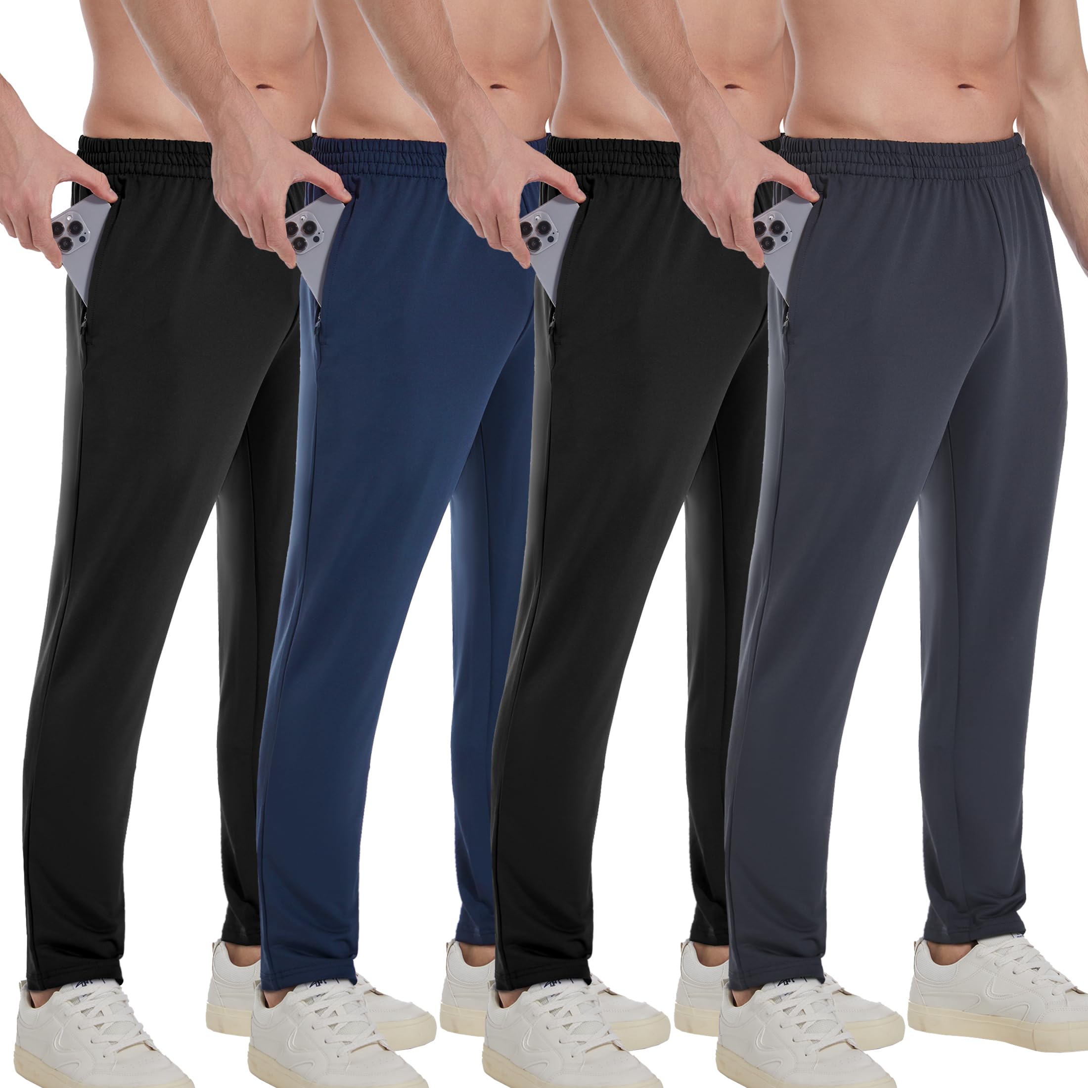 Kit 4 Calças Moletom Masculinas OYGSieg - Bolsos Com Zíper Para Treino