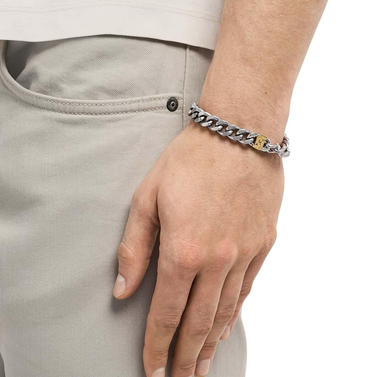 Emporio Armani Męska bransoletka ze stali nierdzewnej lub koralików z zapięciem na karabińczyk