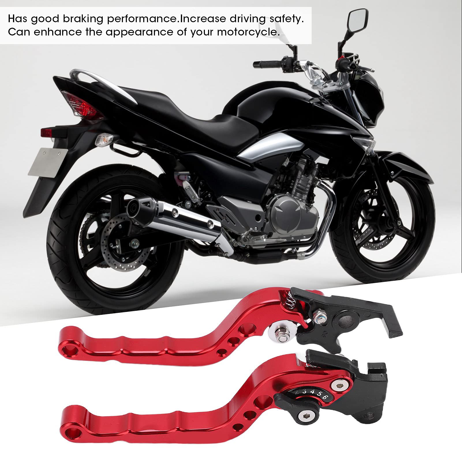 OUKENS Leva della frizione del freno, 2 pezzi Unniversal Motocicletta in lega di alluminio regolabile per dispositivo di frenatura del manubrio del manubrio(rosso)