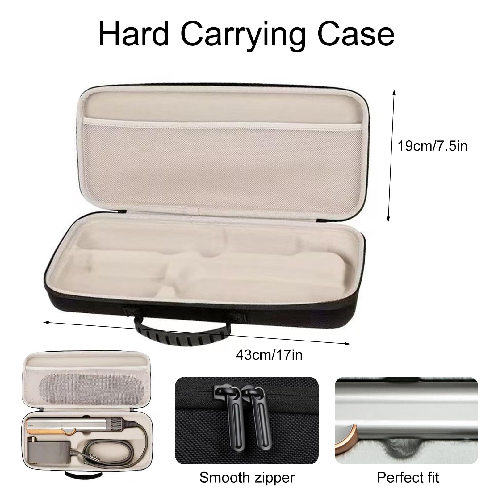 Borsa da Viaggio Impermeabile per Lisspeur,Custodia Rigida Protettiva,Borsa Portatile per Piastra per Capelli e Accessori,Impermeabile, Antigraffio e Organizzata per Accessori Power, Nero