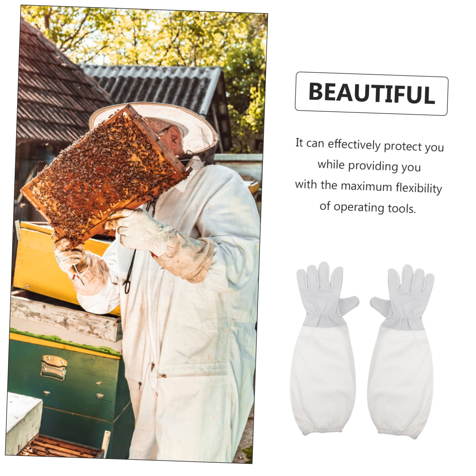 UKCOCO 3 Pares Guantes de Apicultura Resistentes al Guantes Largos de Seguridad para Apicultores Protección Eficaz contra y Abejas Profesional y Duradero