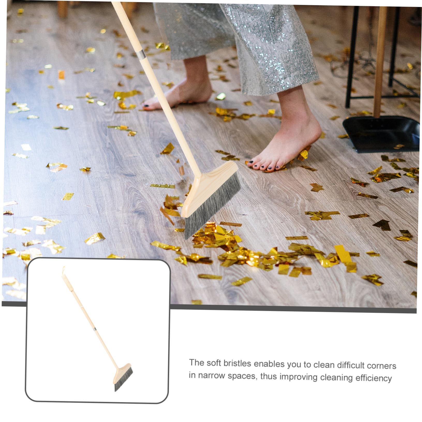 Scopa a Setole Morbide Manico, Legno, Staccabile