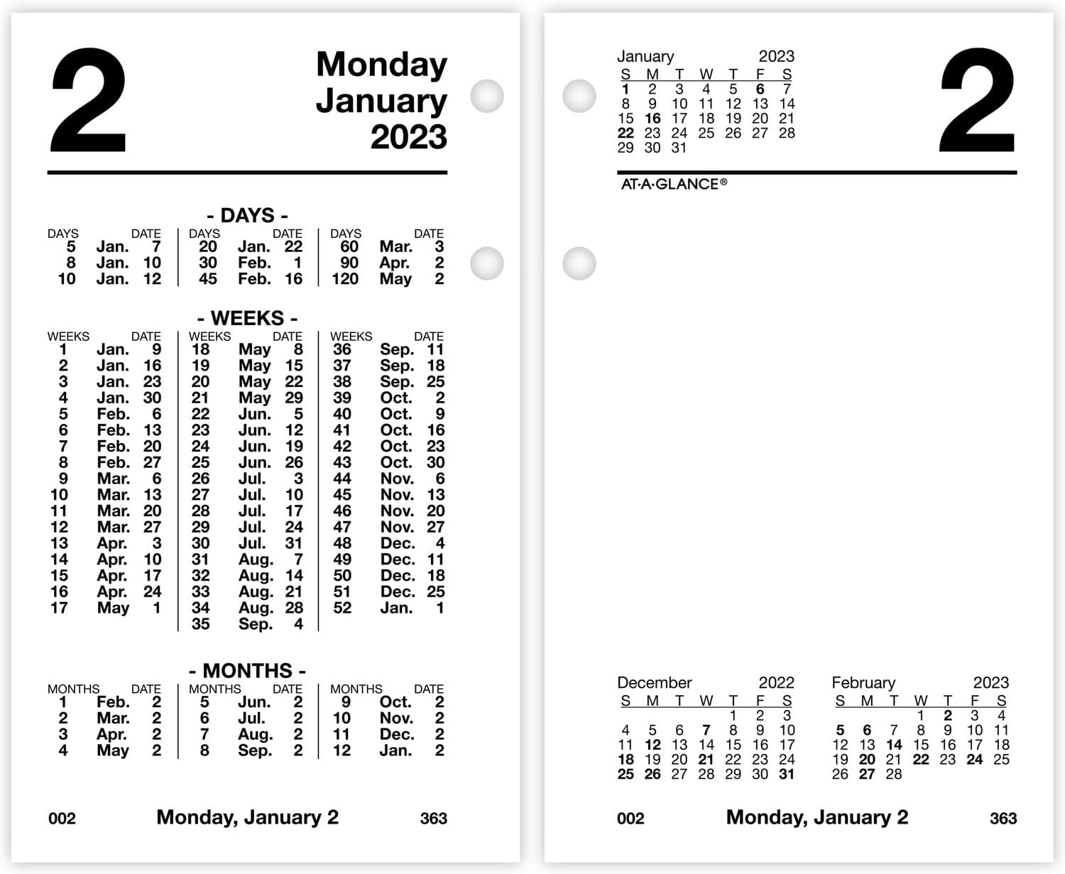 ATAGLANCE 2023 Daily Desk Calendar Refill, 31/2" x 6