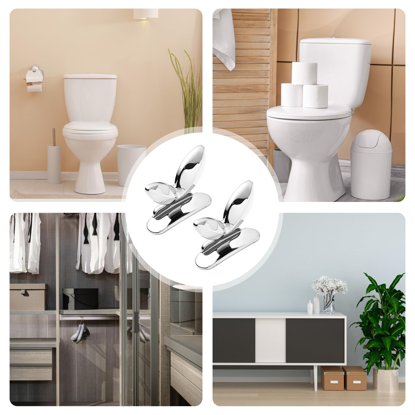 puzzlegame Elevador de tapa de inodoro autoadhesivo - 2 manijas elevadoras para tapa de inodoro,Herramientas portátiles de elevación de inodoro con mango autoadhesivo para hoteles, hogares, baños y
