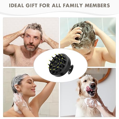 Miniatura 7 de FREATECH Cepillo de champú masajeador de cuero cabelludo con cerdas de silicona largas y flexibles para el cuidado del cabello y la relajación de la