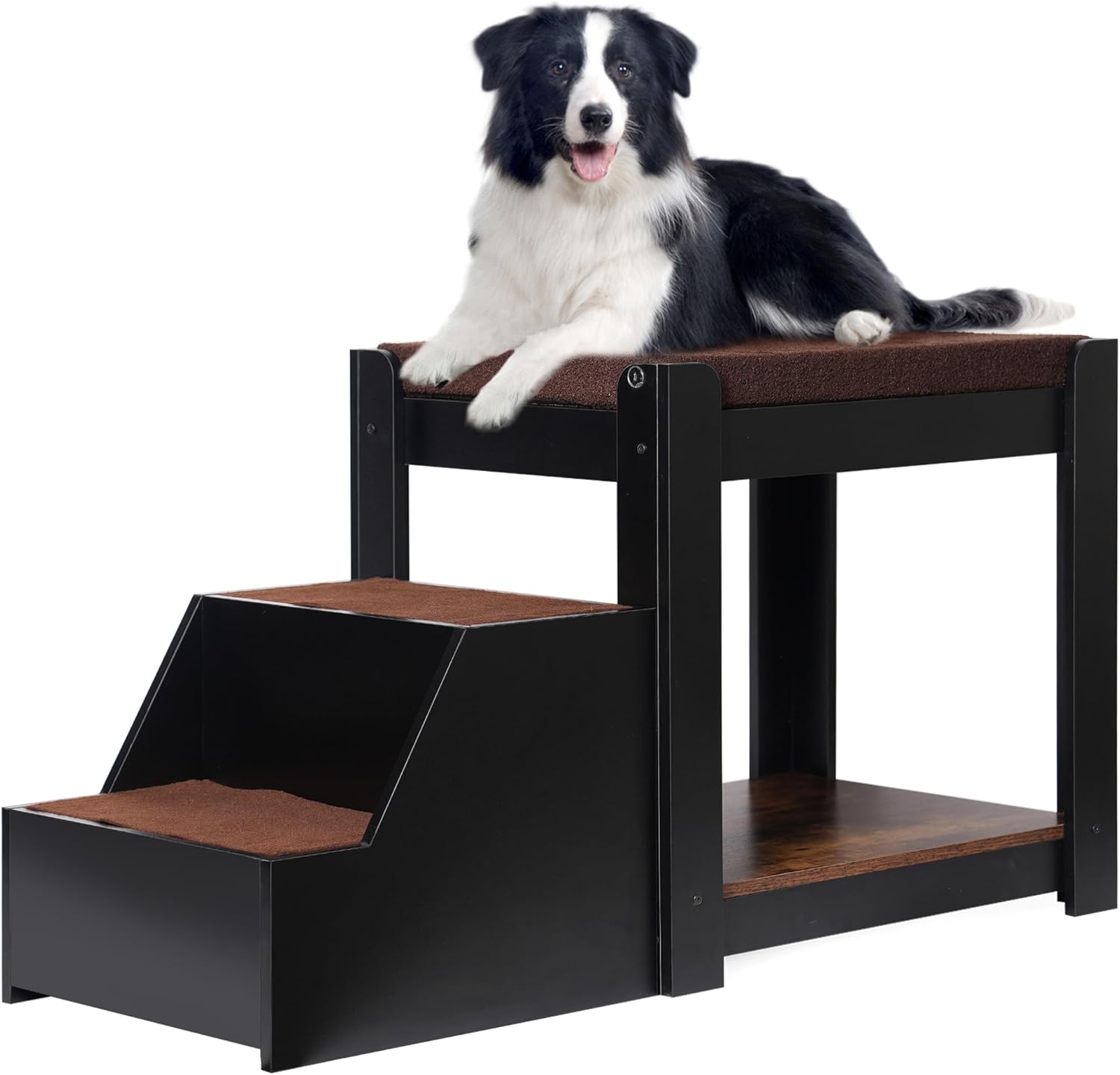 Large Dog Window Seat with Stairs, Non-Slip Removable Soft Pads, Indoor Dog Perch to Look Out Window