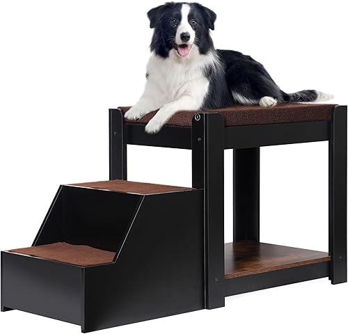 Miniatura 2 de Asiento de ventana grande para perros con escaleras, almohadillas suaves removibles antideslizantes, percha de ventana para perros para mirar por la