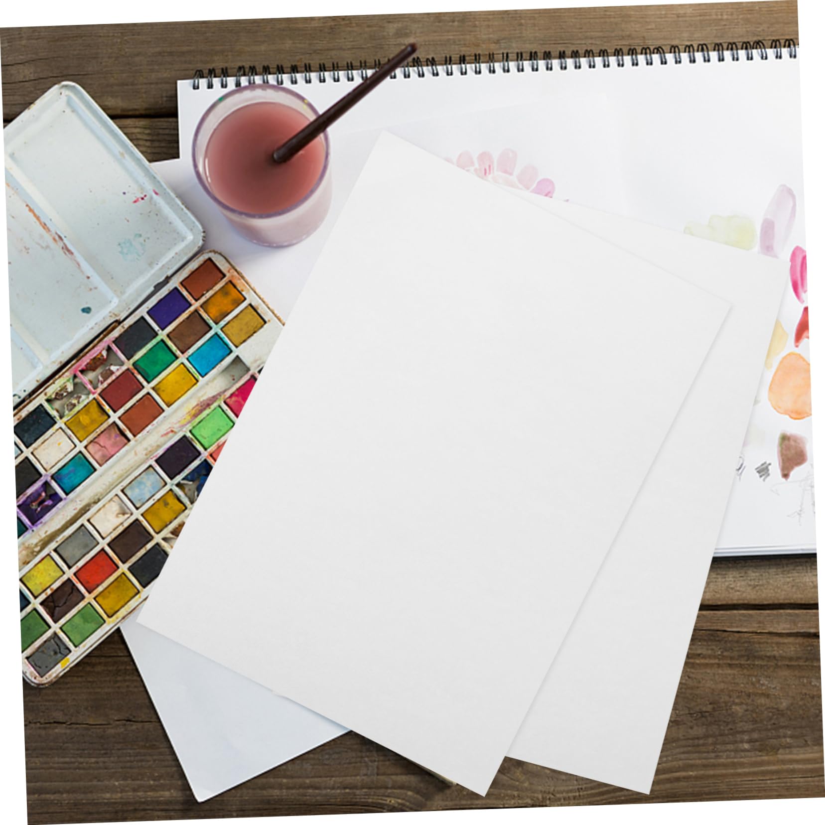 Papier Aquarelle 8k Épais 160g, 50 Feuilles, Blanc, Grain Grossier
